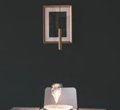 Suspension, D01, laiton, LED, 2700K, 420 lm, Ø2,2cm, H15cm - OliveLab