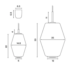 Suspension*Northern Suspension, Dahl Small, foncé et blanc, Ø14,8cm, H22cm - gris