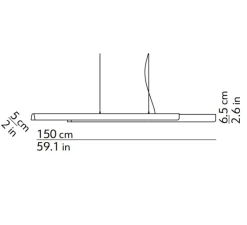 Suspension*KDLN Suspension, Dala Linear, , LED, dim, 2700k, 5150 lm, L150cm, H6,5cm - gris foncé, bois