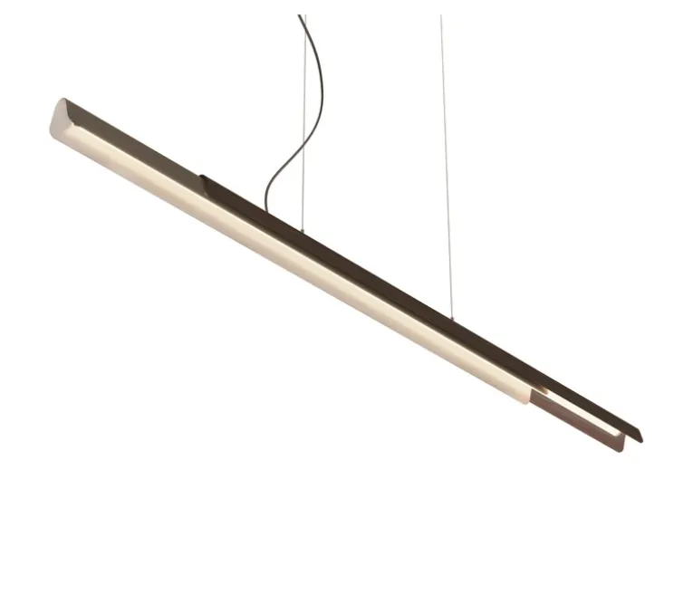 Suspension, Dala Linear, gris foncé, bois, LED, dim, 3000k, 5300 lm, L150cm, H6,5cm - Kdln