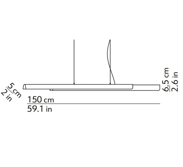 Suspension, Dala Linear, gris foncé, bois, LED, dim, 3000k, 5300 lm, L150cm, H6,5cm - Kdln