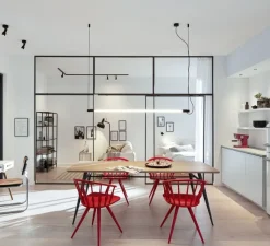 Suspension*Wever&Ducré Suspension, Darf, 1.0 non dim, , LED, 3000K, 3560lm, Ø3,3cm, L162,6cm - Wever & Ducré noir et blanc