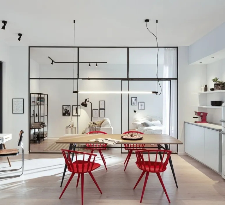 Suspension*Wever&Ducré Suspension, Darf, 1.0 non dim, , LED, 3000K, 3560lm, Ø3,3cm, L162,6cm - Wever & Ducré noir et blanc