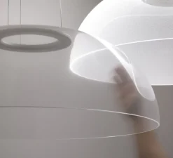 Suspension, Demi, transparent, LED, 3000K, 3748lm, Dim, phase cut, Ø70cm, H24.5cm - Stilnovo