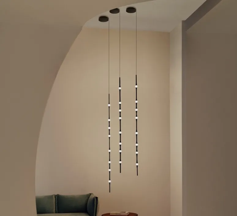 Suspension*LEDS C4 Suspension, Dew Vertical L, , LED, dim, 2700k, 1383 lm, Ø4,3cm, H170cm - noir