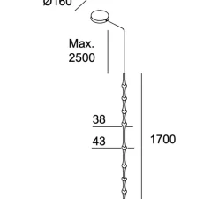 Suspension*LEDS C4 Suspension, Dew Vertical L, , LED, dim, 2700k, 1383 lm, Ø4,3cm, H170cm - noir