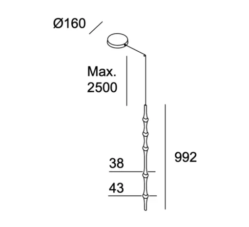 Suspension*LEDS C4 Suspension, Dew Vertical S, , LED, dim, 2700k, 782 lm, Ø4,3cm, H99,2cm - noir