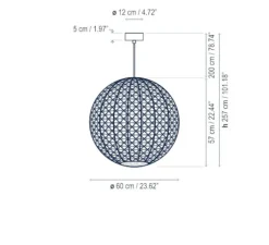 Suspension*Bover Suspension d'extérieur, Nans Sphere S, , IP66, LED, dim, 2700K, 1400 lm, Ø60cm, H257cm - Brun graphite - Teinte rouge