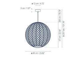 Suspension d'extérieur, Nans Sphere S, Brun graphite - Teinte marron, IP66, LED, dim, 2700K, 1400 lm, Ø60cm, H257cm - Bover