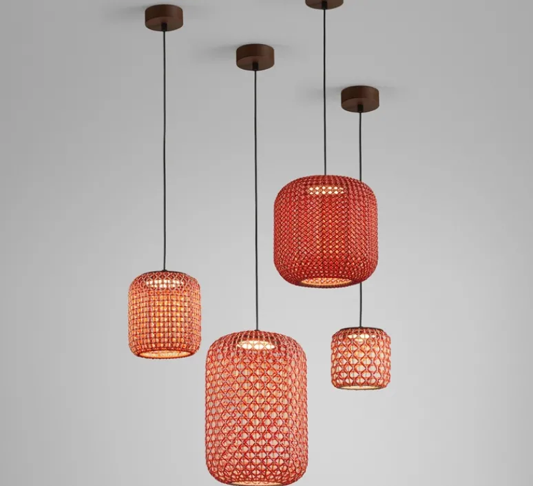 Suspension*Bover Suspension d'extérieur, Nans S Outdoor, , IP66, LED, dim, 2700K, 503 lm, Ø16,7cm, H16,5cm - Brun graphite - Teinte rouge