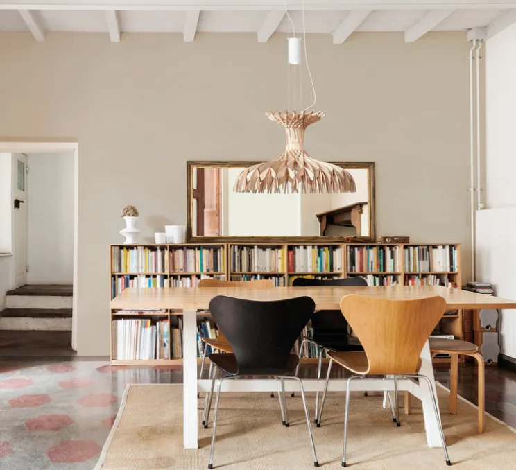 Suspension, Dome 60 / 02, Bois naturel, LED, 2700K, 2664lm, Ø60cm, H38cm - Bover