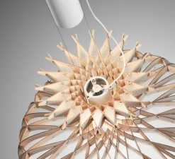 Suspension, Dome 60 / 02, Bois naturel, LED, 2700K, 2664lm, Ø60cm, H38cm - Bover