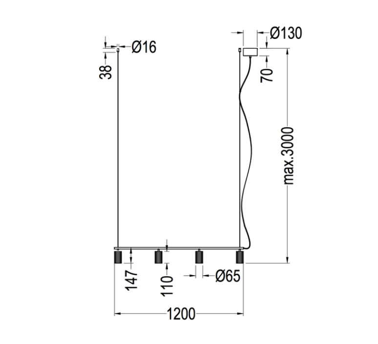 Suspension*Pholc Suspension, Donna e 120, , L120cm, H7cm - lin