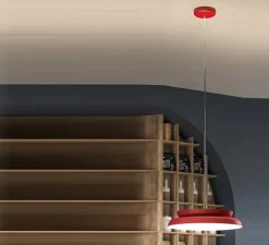 Suspension, Doppio Zero M, rouge, LED, dim, 2700K, 3170 lm, Ø45cm, H16cm - Lumen Center Italia