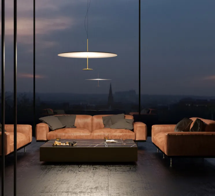 Suspension, Dot 800, laiton, LED, dim, 2700K, 1690 lm, Ø80cm, H33,5cm - Lumina