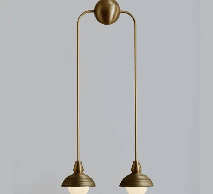 Suspension, Double, Eos L, laiton antique, Ø15,7cm, H90cm - Bert franck