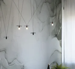 Suspension, D02P6, noir mat, LED, avec 3 diffuseurs et 3 lentilles, dim, 2700K, 350 lm, Ø12cm, H5cm - OliveLab