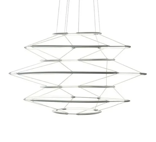 Suspension*Nemo Lighting Suspension, Drop 7, , LED, dim, 1-10V, 2700K, 5700 lm, Ø90cm, H50cm - argent satiné