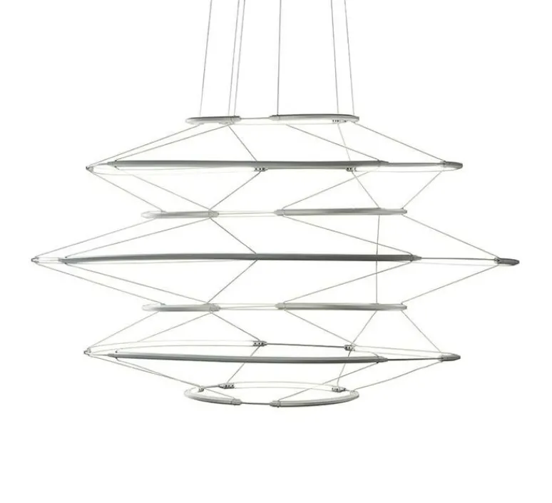 Suspension*Nemo Lighting Suspension, Drop 7, , LED, dim, 1-10V, 2700K, 5700 lm, Ø90cm, H50cm - argent satiné
