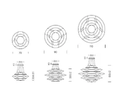 Suspension, Drop 5, or satiné, LED, dim, 1-10V, 2700K, 3350 lm, Ø70cm, H33cm - Nemo Lighting