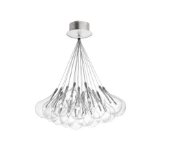 Suspension, Drop Led, verre transparent, chrome, Ø70cm, H70cm - Alma light