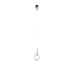 Suspension*Alma light Suspension, Drop Led, , Ø12cm, H170cm - verre transparent, chrome