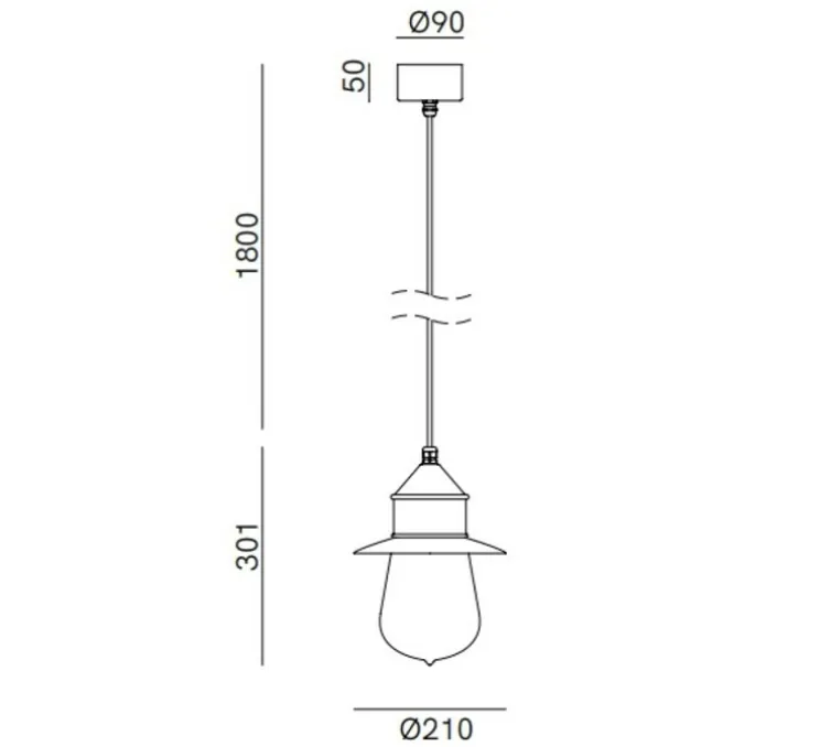 Suspension, Drop 270.13.ORT, cuivre et laiton, IP55, Ø21cm, H30,1cm - Il Fanale