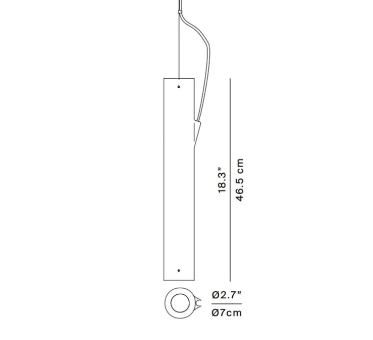 Suspension, E04, avec rosace, laiton, Ø7cm, H46,5cm - Luceplan