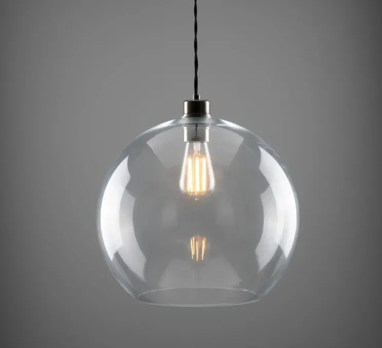 Suspension, Eden, transparent, argent antique, Ø37cm, H25cm - Mullan Lighting