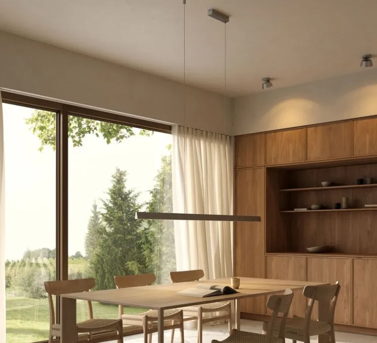 Suspension, Edge Linear S1500, titane, LED, 2700-3000K, 4620 lm, L151,6cm, H5cm - Light Point