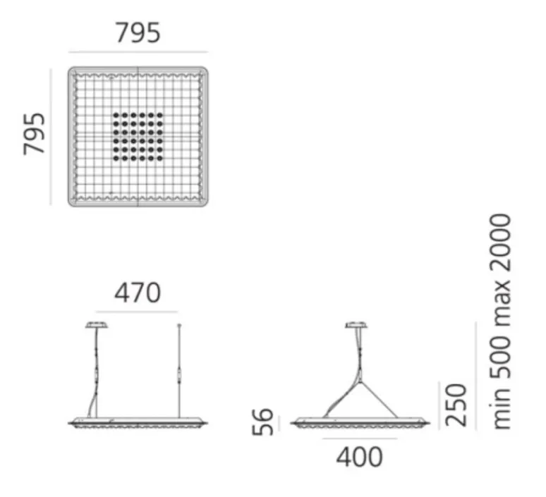 Suspension*Artemide Suspension, Eggboard Matrix 800, , LED, dim, 3000k, 3138 lm, L79,5cm, H25cm - vert