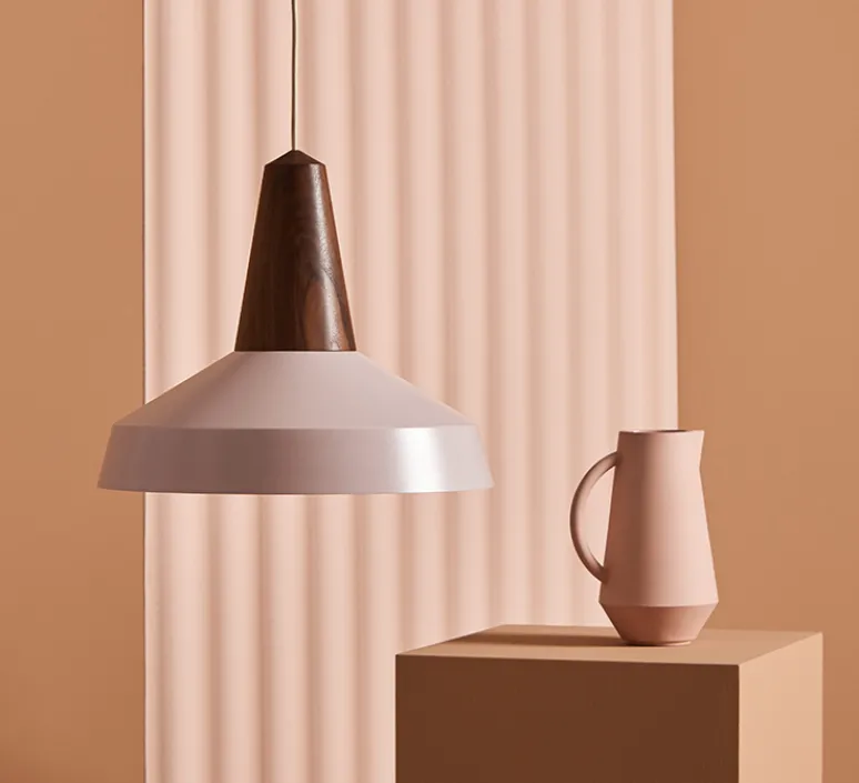 Suspension*Schneid Suspension, Eikon Circus, , Ø40cm, H35cm - noyer et rose pâle