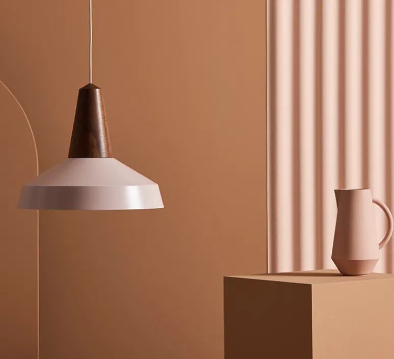 Suspension*Schneid Suspension, Eikon Circus, , Ø40cm, H35cm - noyer et rose pâle