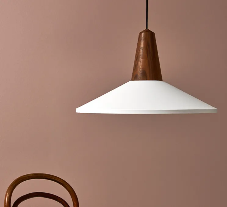 Suspension, Eikon Shell, noyer et blanc, Ø54cm, H32cm - Schneid