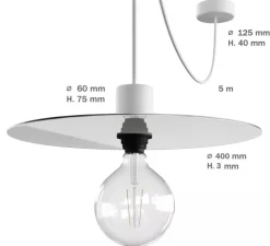 Suspension*Creative Cables Suspension, Eiva Elegant, , IP65, Ø40cm, H7,5cm - blanc