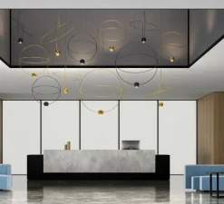 Suspension, Elara medium, noir brillant, LED, 3000K, 845 lm, Ø60cm, H63,7cm - Lodes