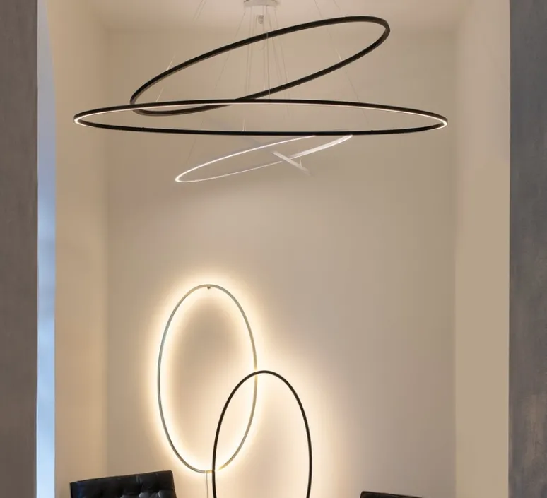 Suspension*Nemo Lighting Suspension, Ellisse double, , LED, 2700k, 4675lm, Ø135cm, H70cm - blanc