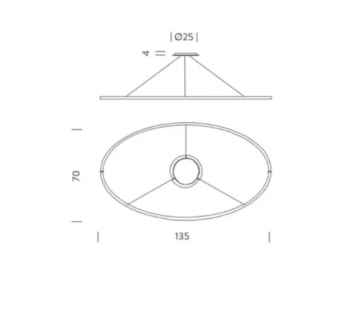 Suspension*Nemo Lighting Suspension, Ellisse major, , LED, uplight, 2700k, 7800lm, L135cm, P70cm - BLANC