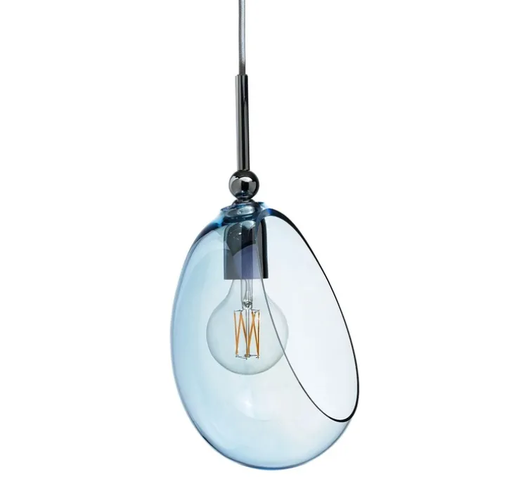 Suspension, Embrace M, argent brillant, bleu topaze, Ø18cm, H35cm - Ebb and Flow