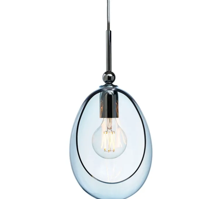 Suspension, Embrace M, argent brillant, bleu topaze, Ø18cm, H35cm - Ebb and Flow