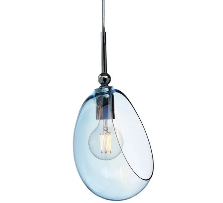 Suspension, Embrace M, argent brillant, bleu topaze, Ø18cm, H35cm - Ebb and Flow