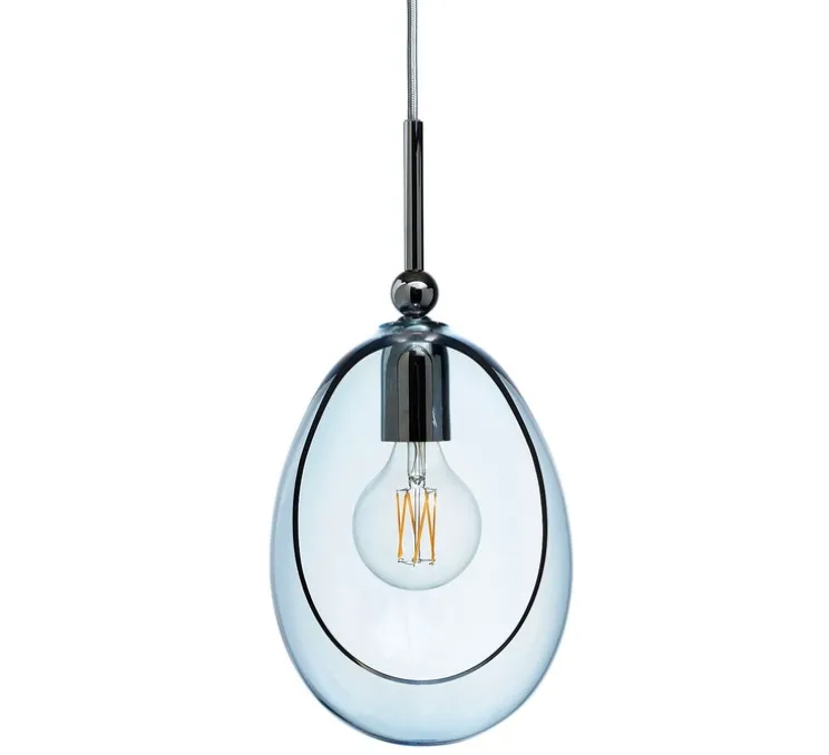 Suspension, Embrace M, argent brillant, bleu topaze, Ø18cm, H35cm - Ebb and Flow