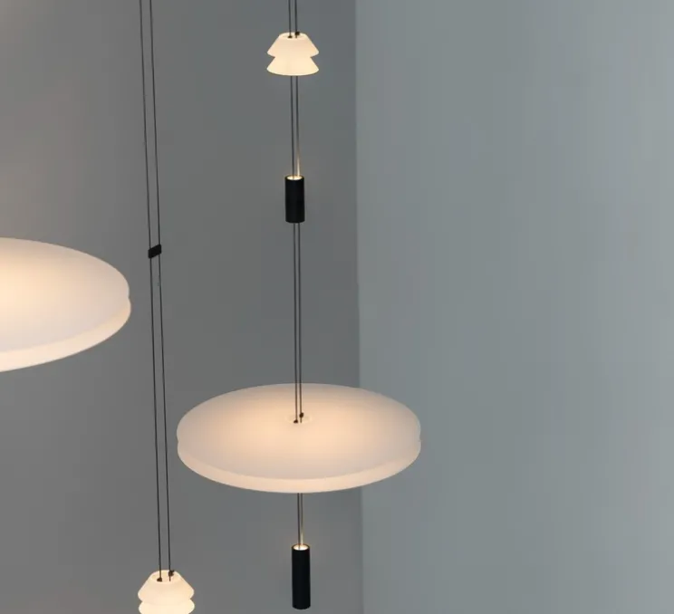 Suspension encastrable, Flamingo mini 1575, blanc et noir, LED, dim, 2700K, 726 lm, Ø45cm, H93cm - Vibia