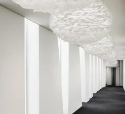 Suspension, Eos L, blanc, plumes d'oie câble noir, Ø65cm, H40cm - Umage