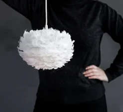 Suspension, Eos micro, blanc, plumes d'oie, H16cm, Ø22cm - Umage