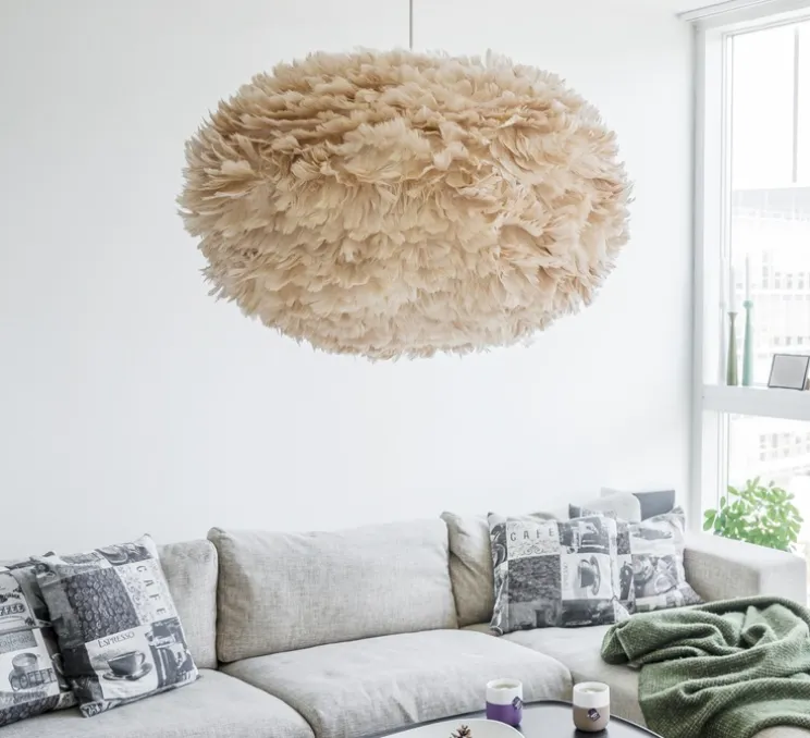 Suspension, Eos XL, plumes d'oie, marron, Ø75cm, H45cm - Umage