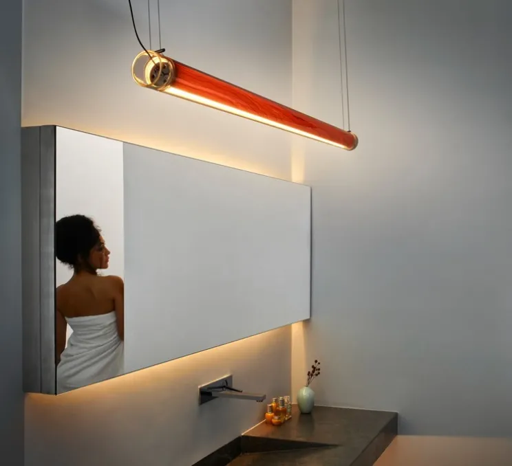 Suspension, Estela Horizontal, cerisier, LED, dim, 2700K, 1278 lm, Ø6cm, L120cm - LZF