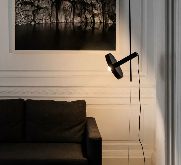 Suspension et lampadaire, Whizz, noir et or, Ø10cm, H420cm - Faro