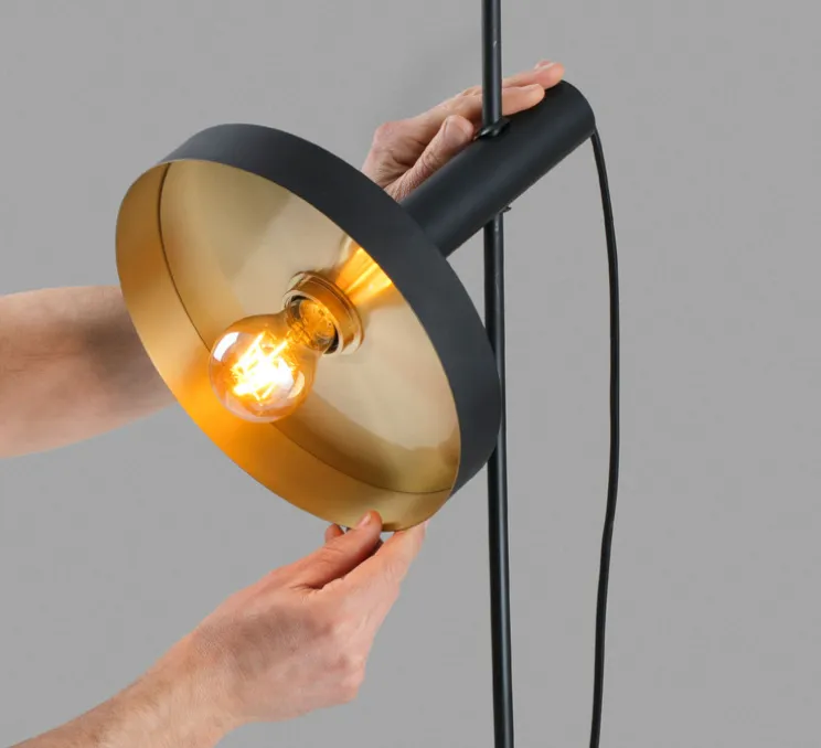 Suspension et lampadaire, Whizz, noir et or, Ø10cm, H420cm - Faro