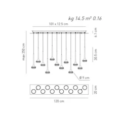 Suspension*Axolight Suspension, Fairy 12 R, , LED, dim, 2700k, 717 lm, L120cm, H30,5cm - chrome